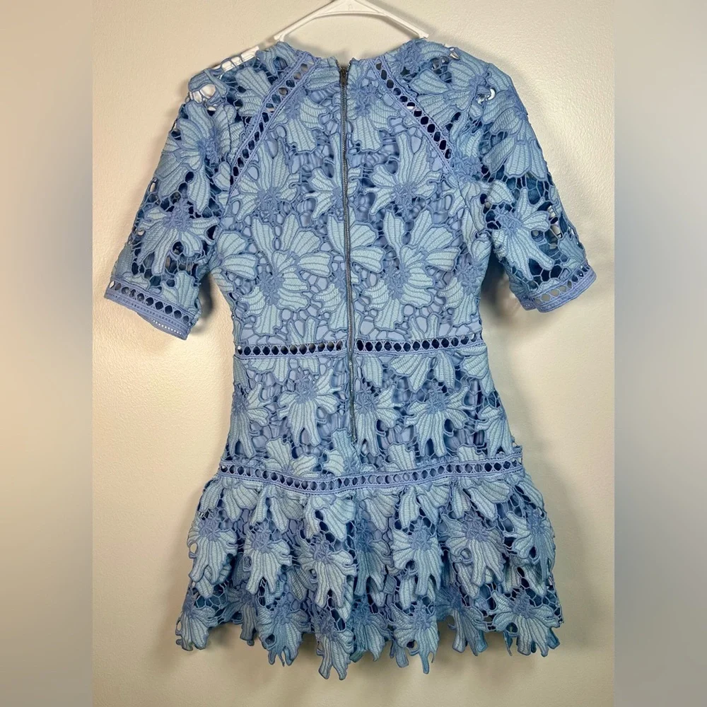 Just Me Blue Lace Fit and Flare Dress Size Small - Picture 3 of 8